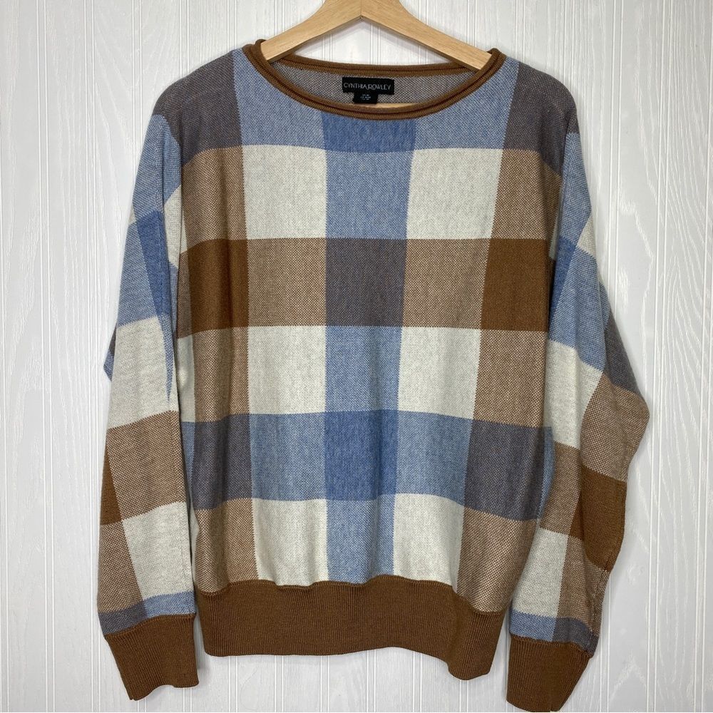Cynthia Rowley Plaid long sleeve pullover sweater Size Medium